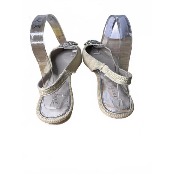 Gianni Bini Rhinestone Sling Back Shoes Women's Size 8.5 Cream Sparkling Elegant - Picture 4 of 6